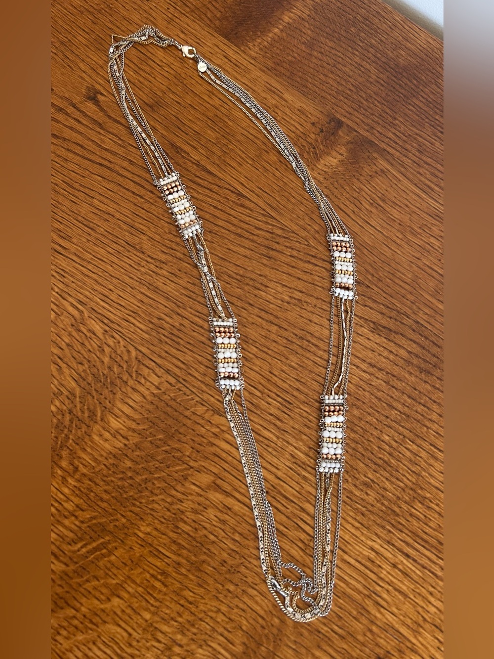 STELLA & DOT DAKOTA MULTI STRAND NECKLACE WITH MIXED METALS AND BEADS